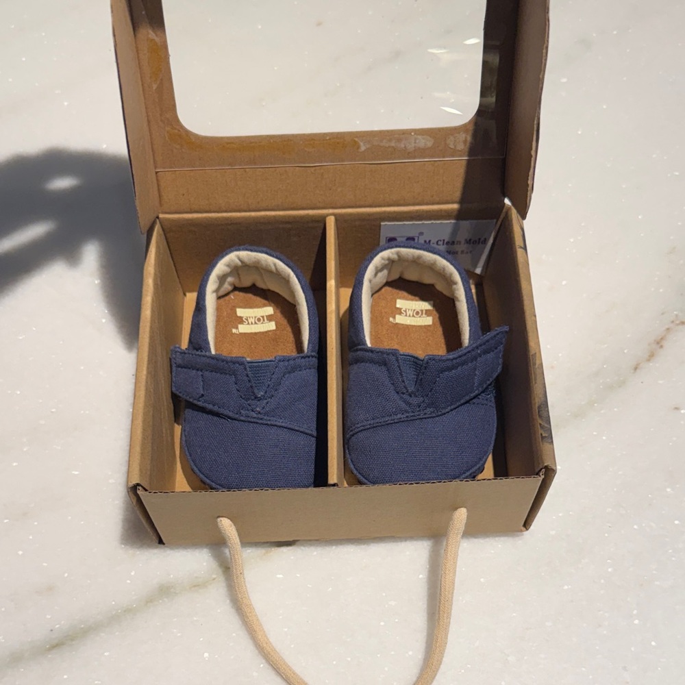 Brand New TOMS Kids Navy Blue Slip-On Canvas Shoes